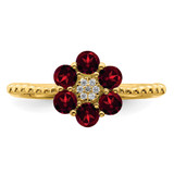 14k Garnet and Diamond Floral Ring
