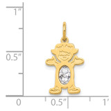 14K Girl 6x4 Oval Genuine White Topaz-April