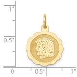 14k Girl Head on .013 Gauge Engravable Scalloped Disc Charm - XM-EC114EEB-2832