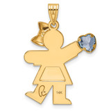 14k Girl with CZ March Birthstone Charm