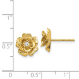 14k Gold AA Diamond Flower Post Earrings