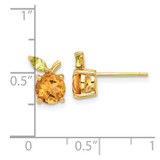 14K Gold Citrine and Peridot Orange Post Earrings