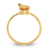 14K Gold Citrine and Peridot Orange Ring