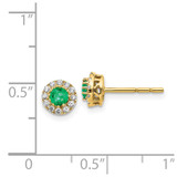 14k Gold Diamond and Emerald Halo Post Earrings - EM-B8C7CC01-6596