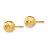 14K Gold Polished and Diamond Cut 7MM Ball Post Earrings
