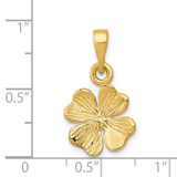 14k Gold Polished and Textured Four Leaf Clover Pendant