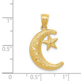 14k Gold Polished and Textured Moon and Stars Pendant - K5-D61DF354-6950