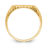 14K Gold Polished Baby Rectangle Signet w/Stripes Ring