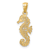 14k Gold Polished Filigree Seahorse Pendant