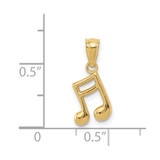 14k Gold Polished Music Note Pendant