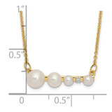 14k Graduated White Round Freshwater Cultured Pearl and 0.01 carat Diamond 17 inch Necklace