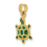 14K Green Enamel 3-D Land Turtle Charm
