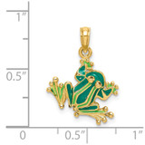 14K Green Enameled 2-D Small Frog Charm