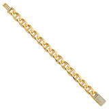 14k Hand-polished 10.3mm Anchor Link 1.5 carat Diamond Clasp 8 inch Bracelet