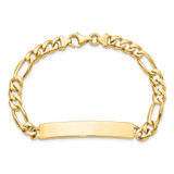 14k Hand-polished Solid Chain/Solid Plate Figaro Link 44x8.5mm Plate 8 inch ID Bracelet