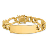 14k Hand-polished Solid Chain/Solid Plate Figaro Link 48x15mm Plate 8.5 inch ID Bracelet
