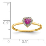 14K Heart Pink and Clear CZ Ring