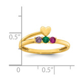 14k Heart with 3 Birthstone Mother's Ring Mounting