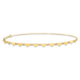 14K Hearts and Oval Links 10 inch Anklet Plus 1 inch Heart Dangle Extender