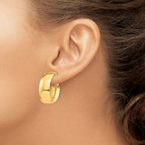 14k High Polished 10mm Omega Back Oval Hoop Earrings - PR-34CA3DED-6584