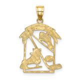 14K Hockey Story Framed Charm