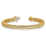 14k Holds 0.93 carat 55-1.6mm Round Diamond Fancy Spiral 7 inch Tennis Bracelet Mounting