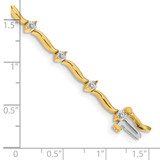 14k Holds 1 carat 14-2.6mm Round Diamond 2-prong Wavy Bar Link 7 inch Tennis Bracelet Mounting