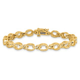 14k Holds 16-6x4 Oval Bezel-set Gemstone 7 inch Bracelet Mounting Only