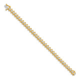 14k Holds 5.95 carat 35-3.5mm Round Diamond 2-prong S-link 7 inch Tennis Bracelet Mounting