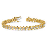 14k Holds 7.19 carat 33-3.8mm Round Diamond 2-prong S-link 7 inch Tennis Bracelet Mounting