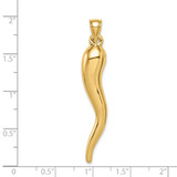 14k Hollow 3D Italian Horn Pendant - K6-D0C00E9B-7958