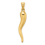 14k Hollow 3D Italian Horn Pendant - K6-E000190A-6054