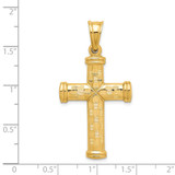 14k Hollow Diamond-cut Cross Pendant - K6-684E7594-2605