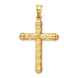 14k Hollow Diamond-cut Cross Pendant - K6-77667C70-1337
