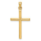 14k Hollow Diamond-cut Cross Pendant - K6-7E1DCD0E-4565