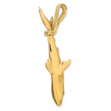 14K Hollow Polished 3-D Hanging Shark Pendant