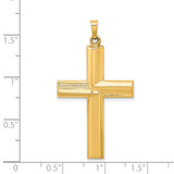 14k Hollow Polished Stripe Design Latin Cross