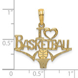14K I HEART BASKETBALL w/Ball and Net Charm