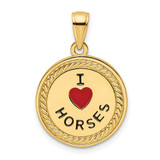 14K I Heart Horses/I Heart Riding Enameled Reversible Pendant