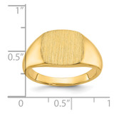 14k IBGoodman 12x12mm Men's Satin Top Cushion Signet Ring