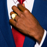 14k IBGoodman 18.5x15.75mm Men's Round Signet Ring