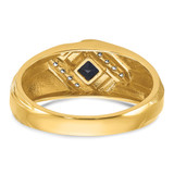 14k IBGoodman Men's Created Sapphire and 1/15 carat Diamond Satin Complete Ring