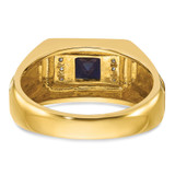 14k IBGoodman Men's Created Sapphire and 1/20 carat Diamond Satin Complete Ring - B5-0AEA623C-3902