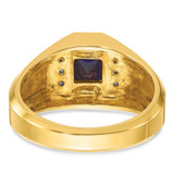 14k IBGoodman Men's Created Sapphire and 1/20 carat Diamond Satin Complete Ring - B5-BE53D58C-4191