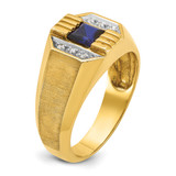 14k IBGoodman Men's Created Sapphire and 1/20 carat Diamond Satin Complete Ring - B5-BE53D58C-4191