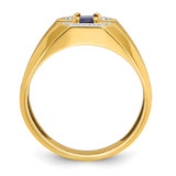 14k IBGoodman Men's Created Sapphire and 1/20 carat Diamond Satin Complete Ring - B5-C85C1DBF-7817