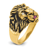 14k IBGoodman Men's Diamond and Ruby Antiqued Lion Ring Mounting