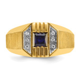 14k IBGoodman Men's Gemstone and Diamond Satin Ring Mounting - B5-8068657B-7813