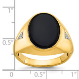 14k IBGoodman Men's Oval Onyx and 1/15 carat Diamond Complete Ring