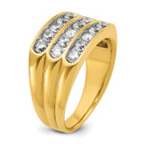 14k IBGoodman Men's Polished and Grooved 3-Row Ring Mounting